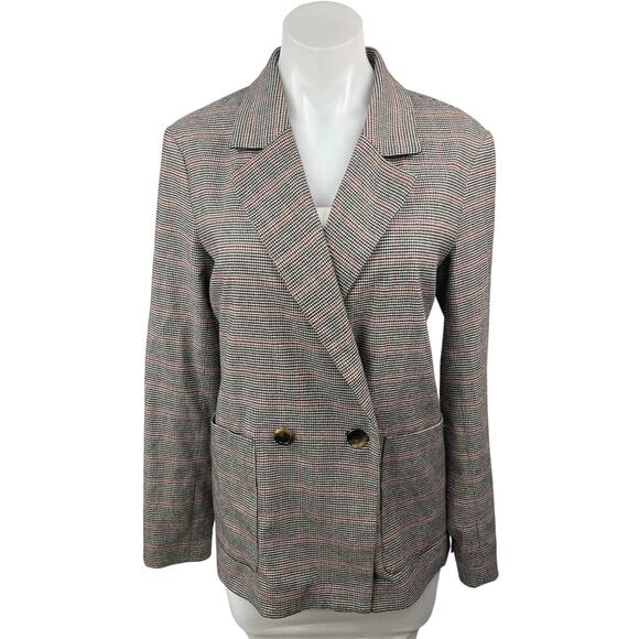 Sanctuary Women's Black Red Plaid Houndstooth Double Breasted Coat Jacket Sz XS - Picture 1 of 5